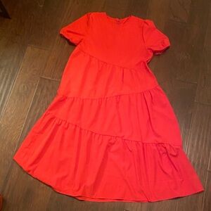 SHEIN Vibrant Red Tiered Midi Dress